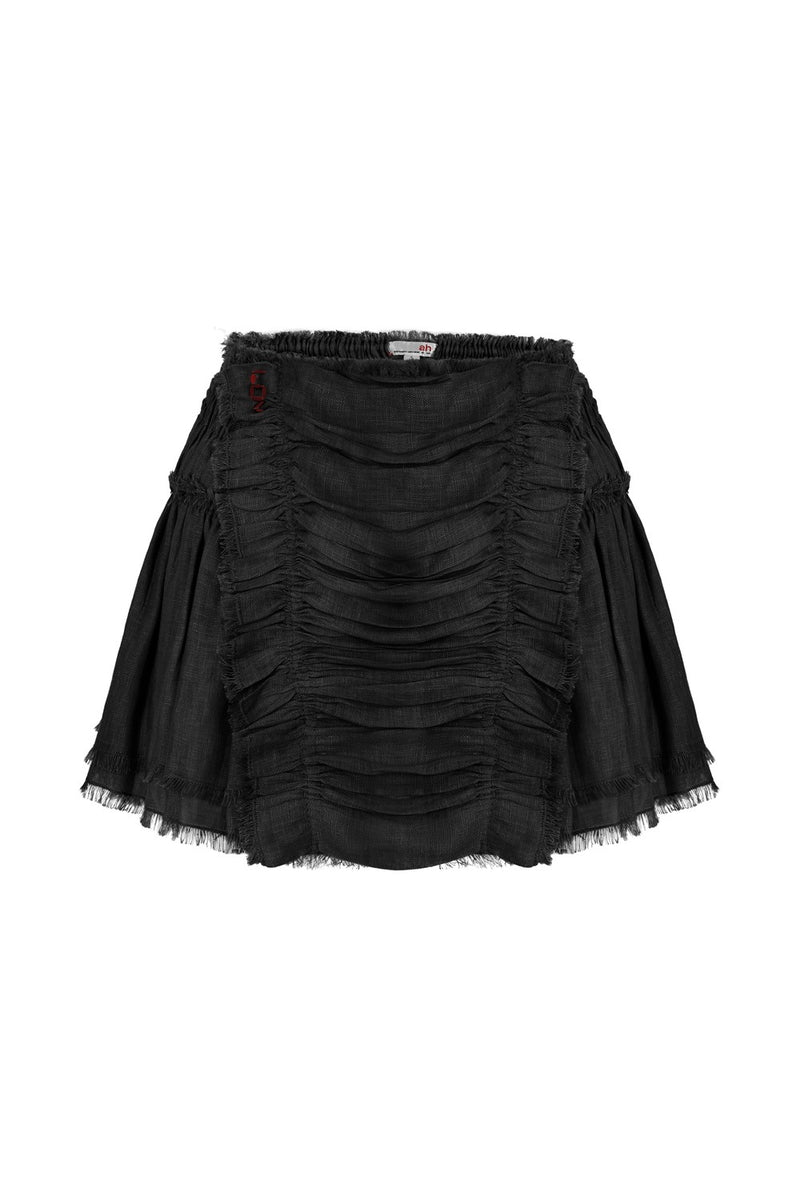 ★MEENDERI★FLOWER SHIRRING LAYERED SKIRT - BLACK★正規品 Long embroidered skirt Black / Gray for Women | Maje
