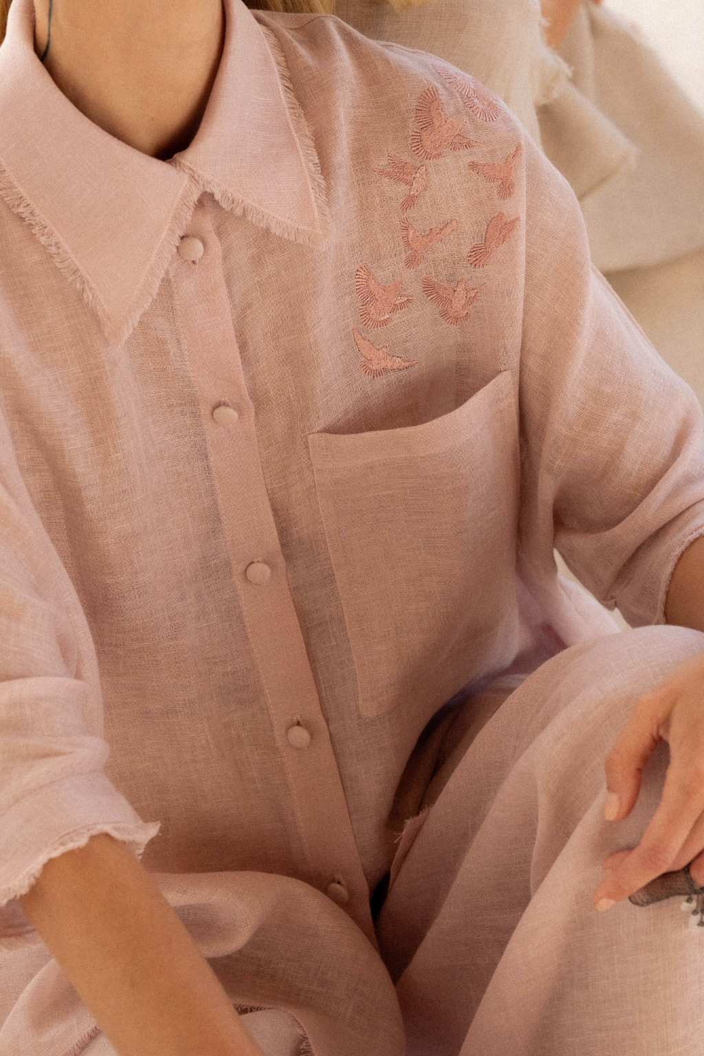 Bird embroidered shirt
