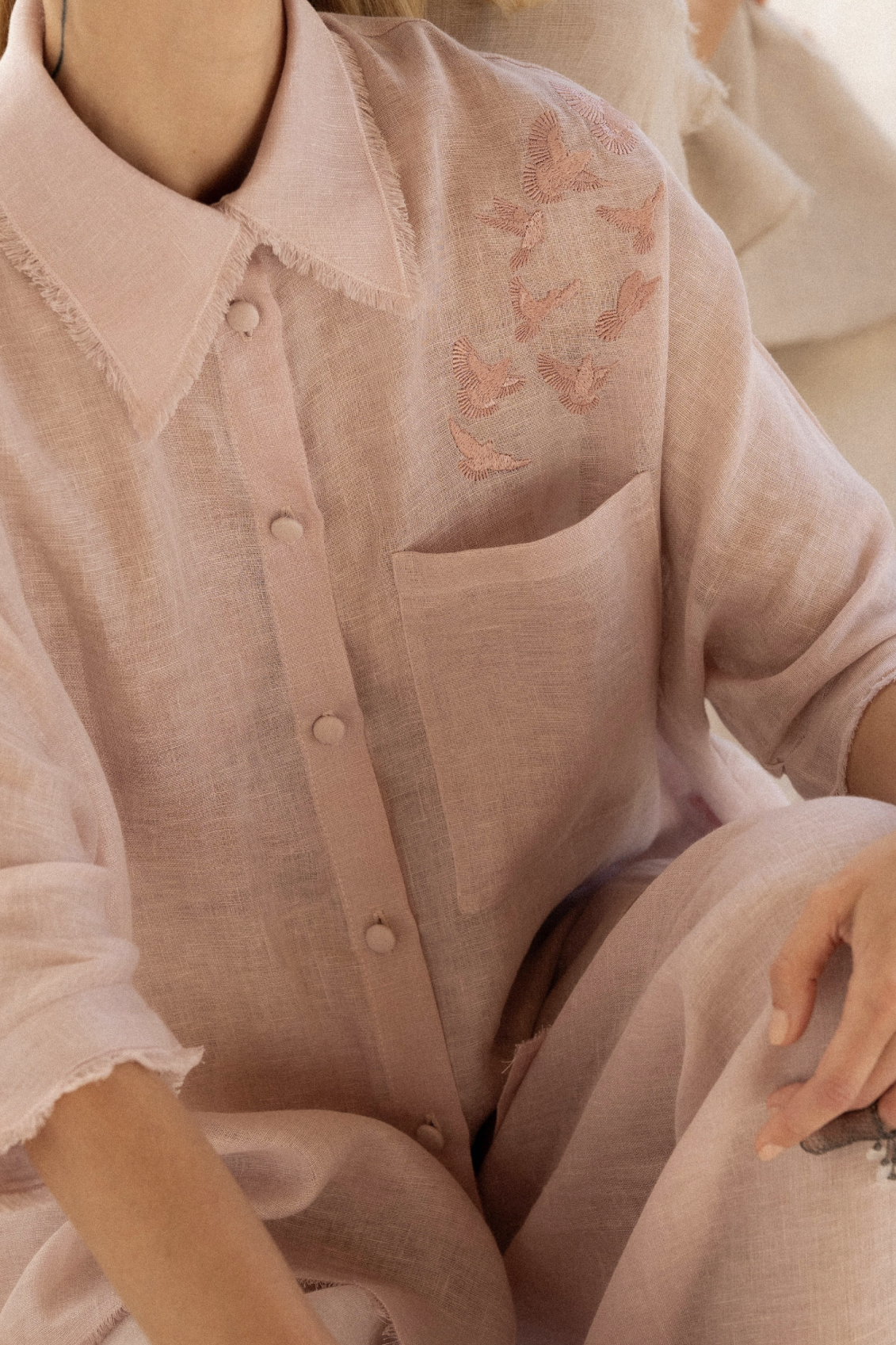 Bird embroidered shirt