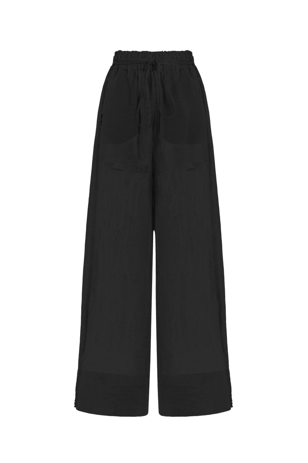 Long tie high-waist trousers