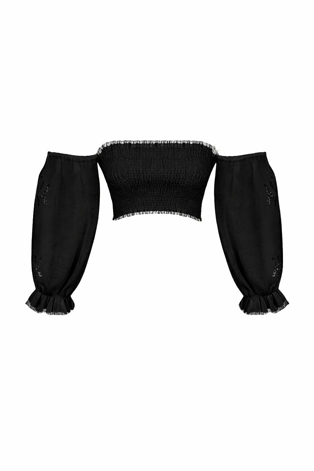 Embroidered shirred top