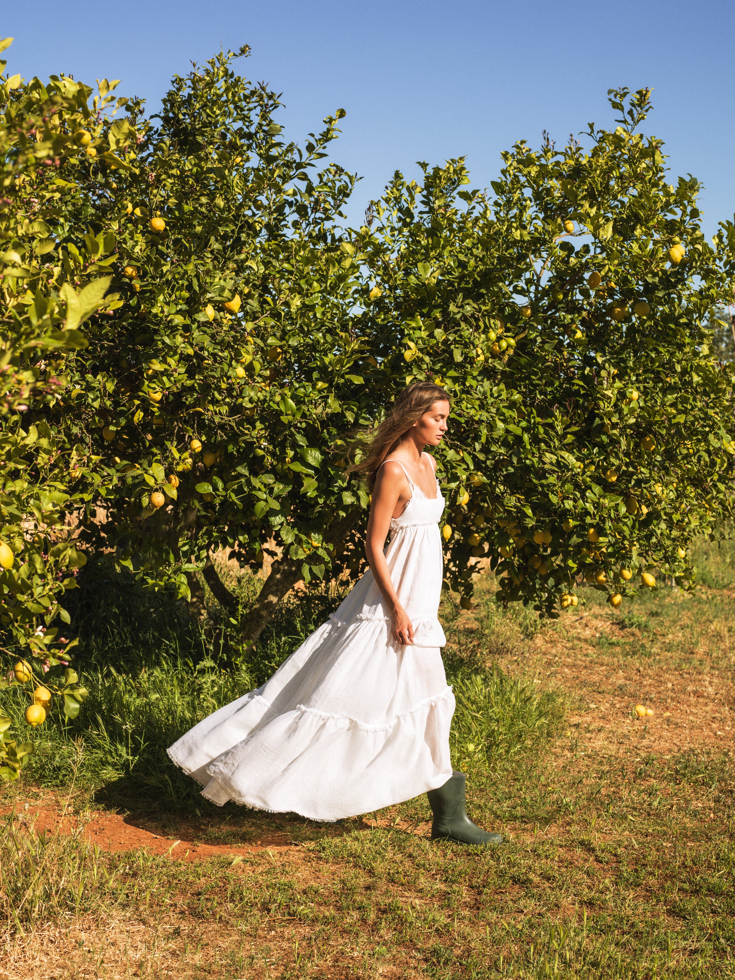 Linen tiered maxi dress