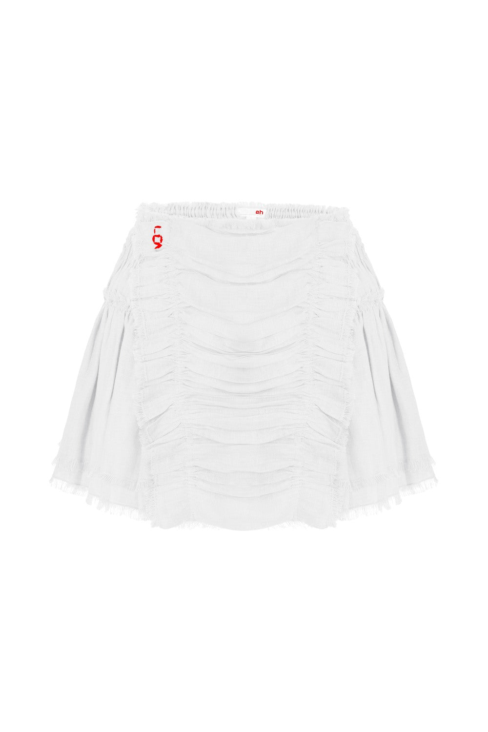 Layered White Linen Raffled Mini Skirt | Atelier Handmade