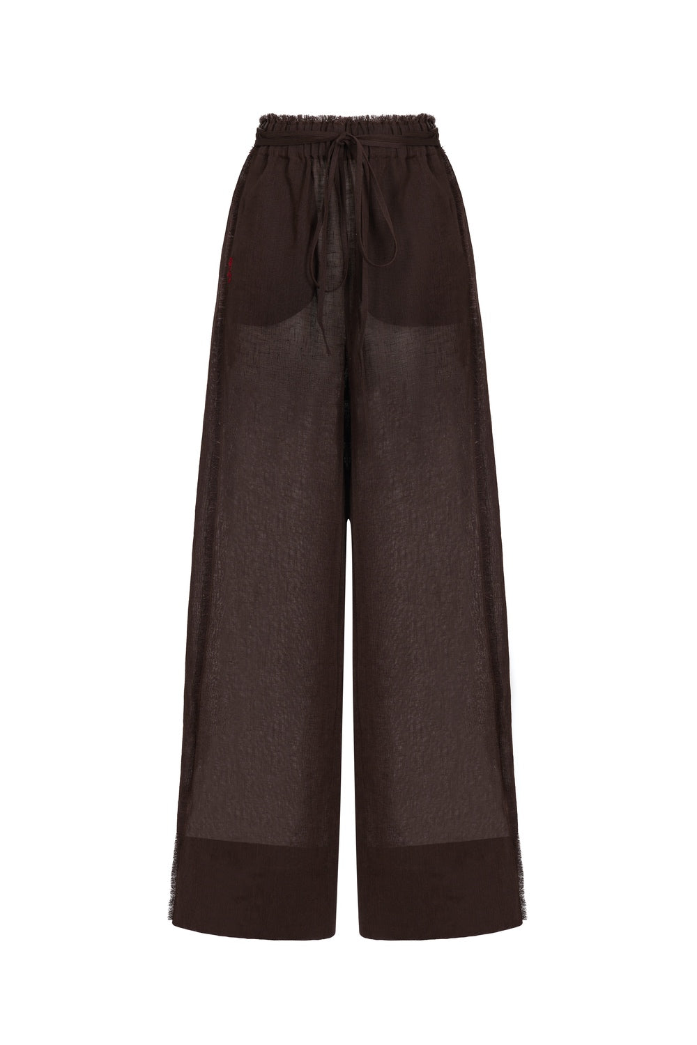 Long tie high-waist trousers