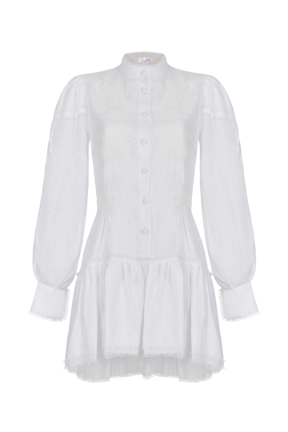 Embroidered semi fitted backless dress