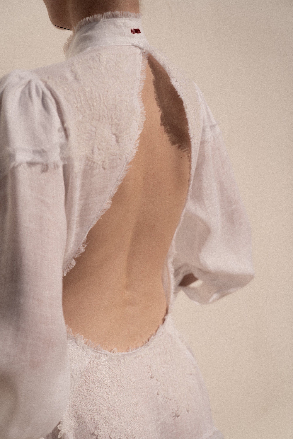 Maxi-length embroidered semi fitted backless dress