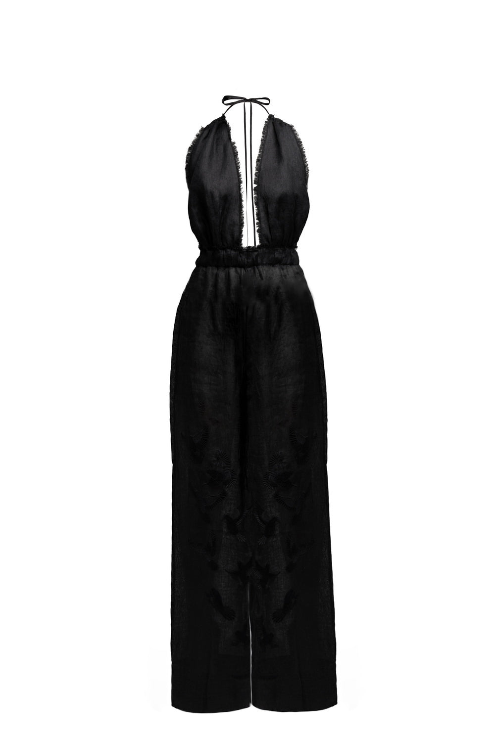 Bird embroidered wide leg overall