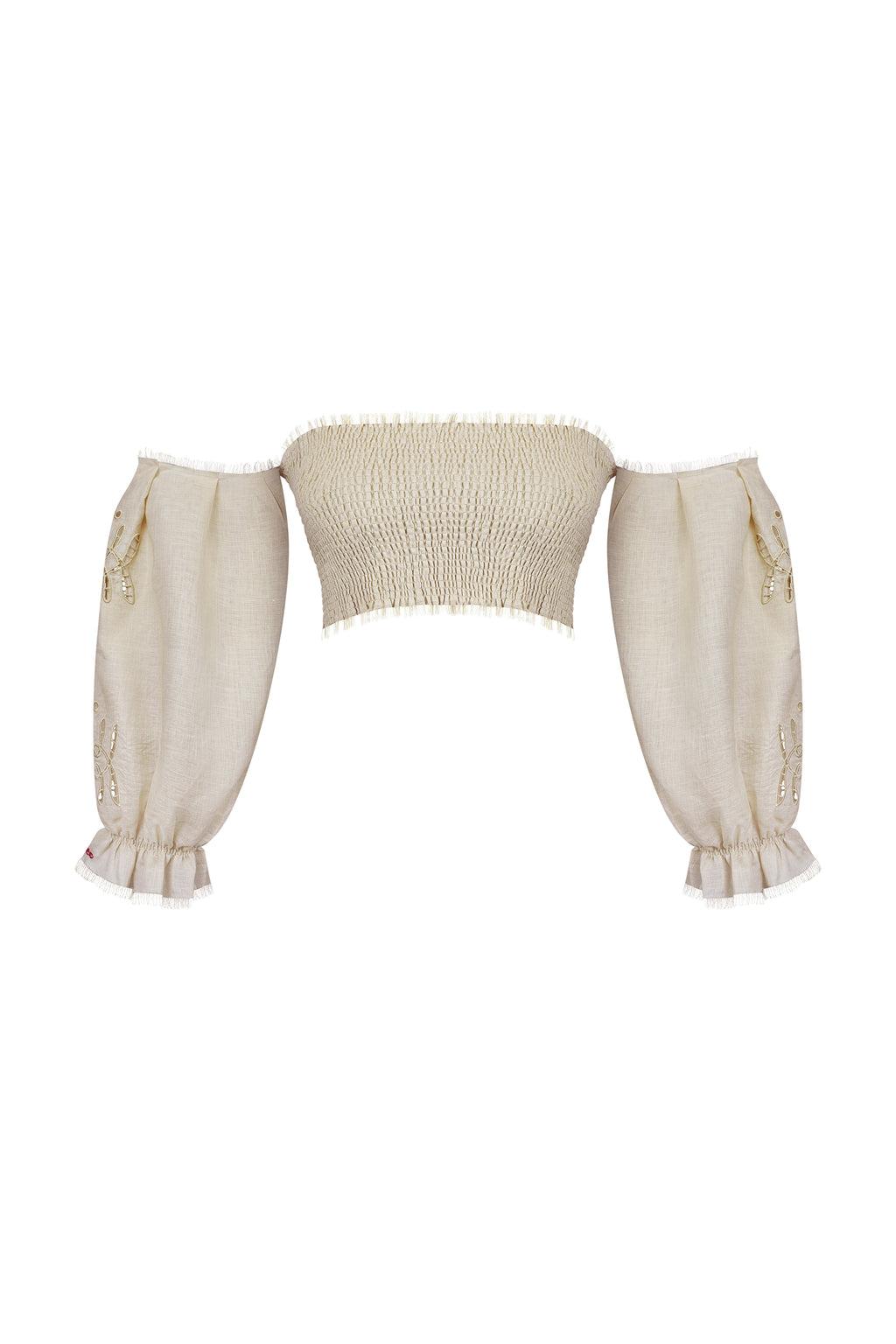 Embroidered shirred top