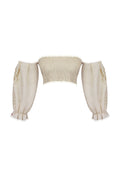 Embroidered shirred top