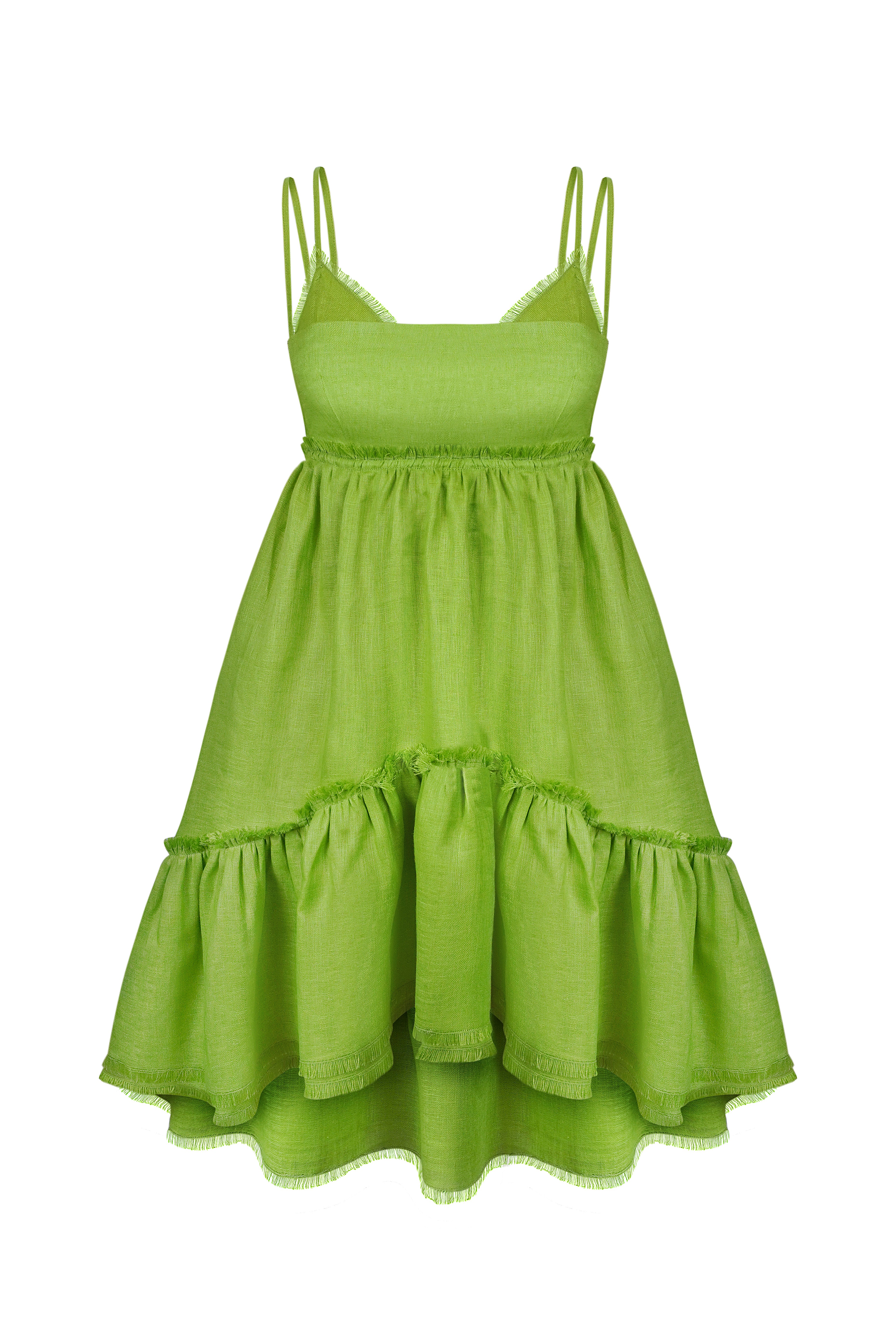 Linen tiered mini dress