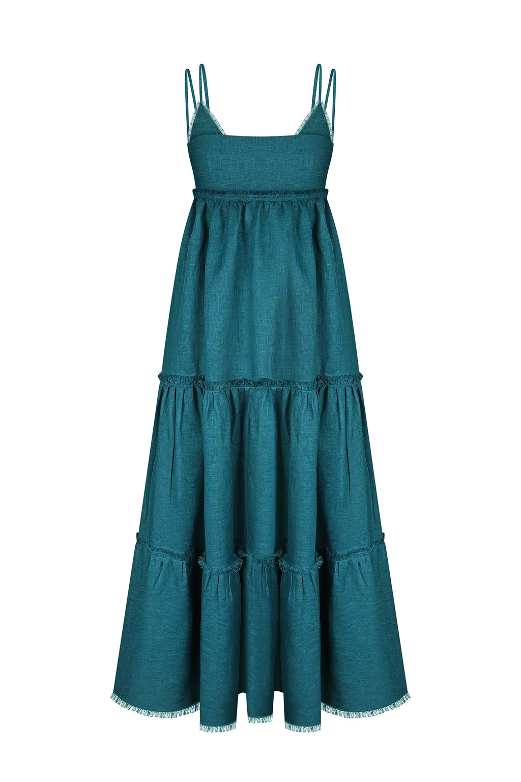 Linen tiered maxi dress