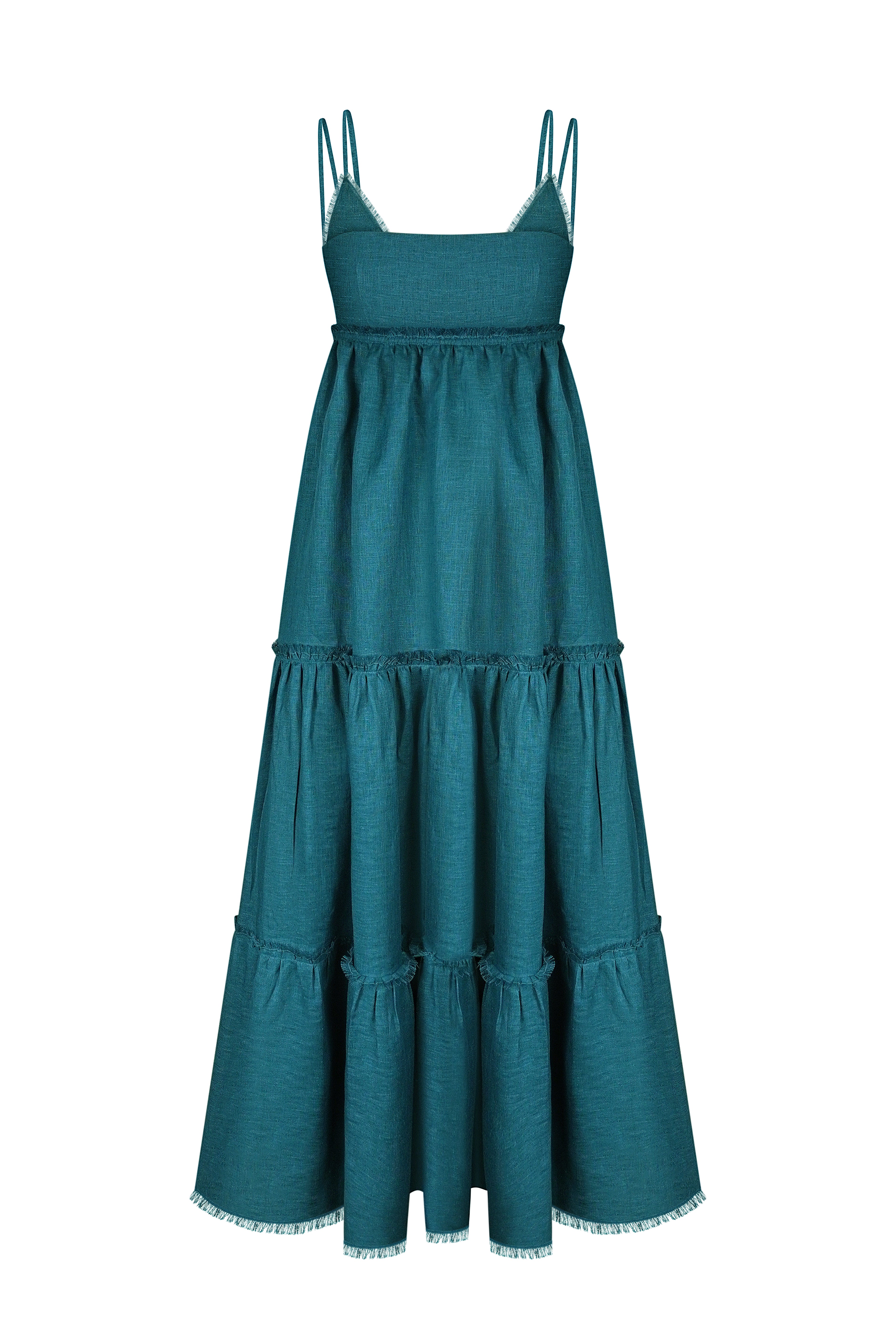 Linen tiered maxi dress