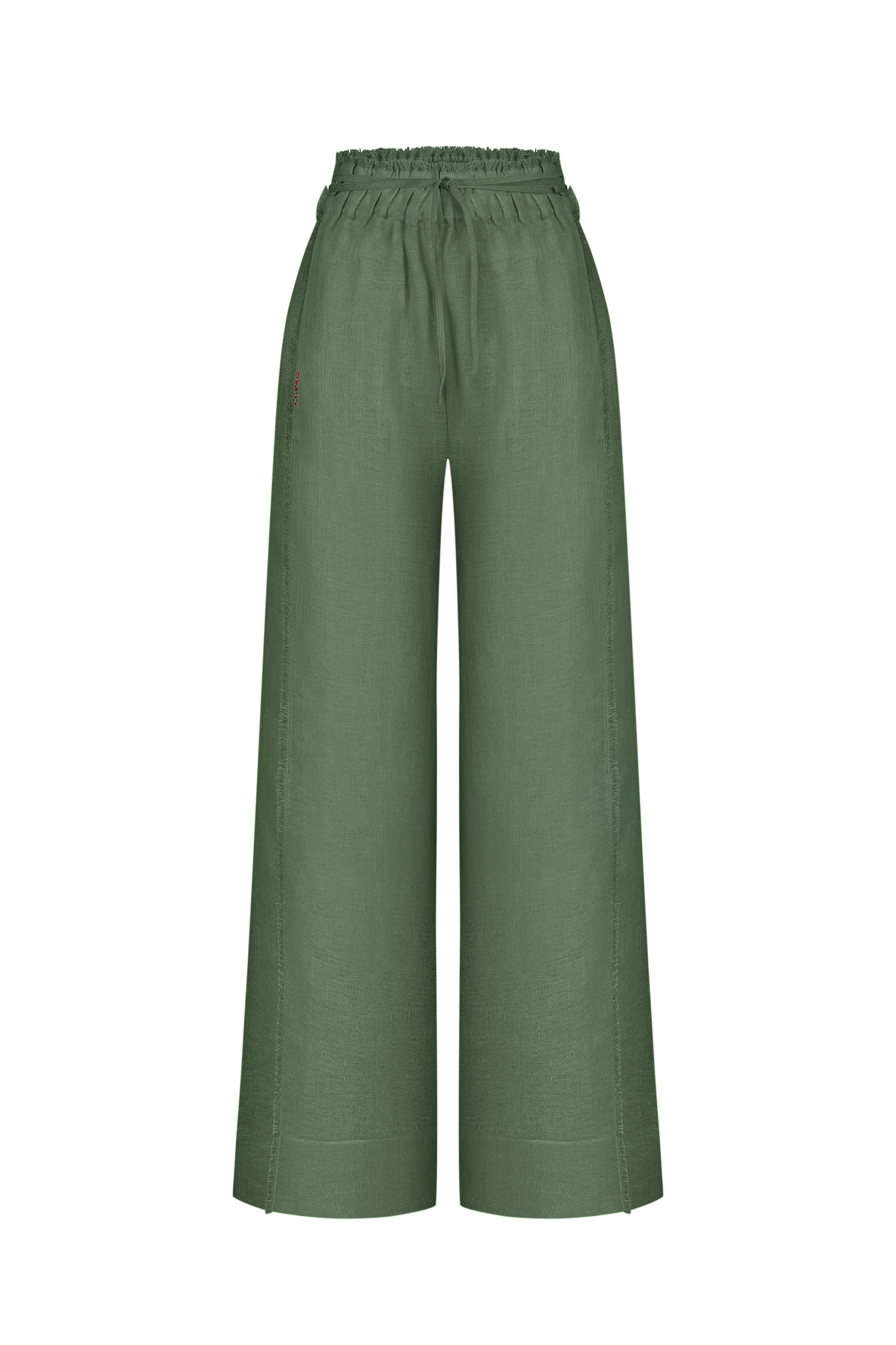 Long tie high-waist trousers