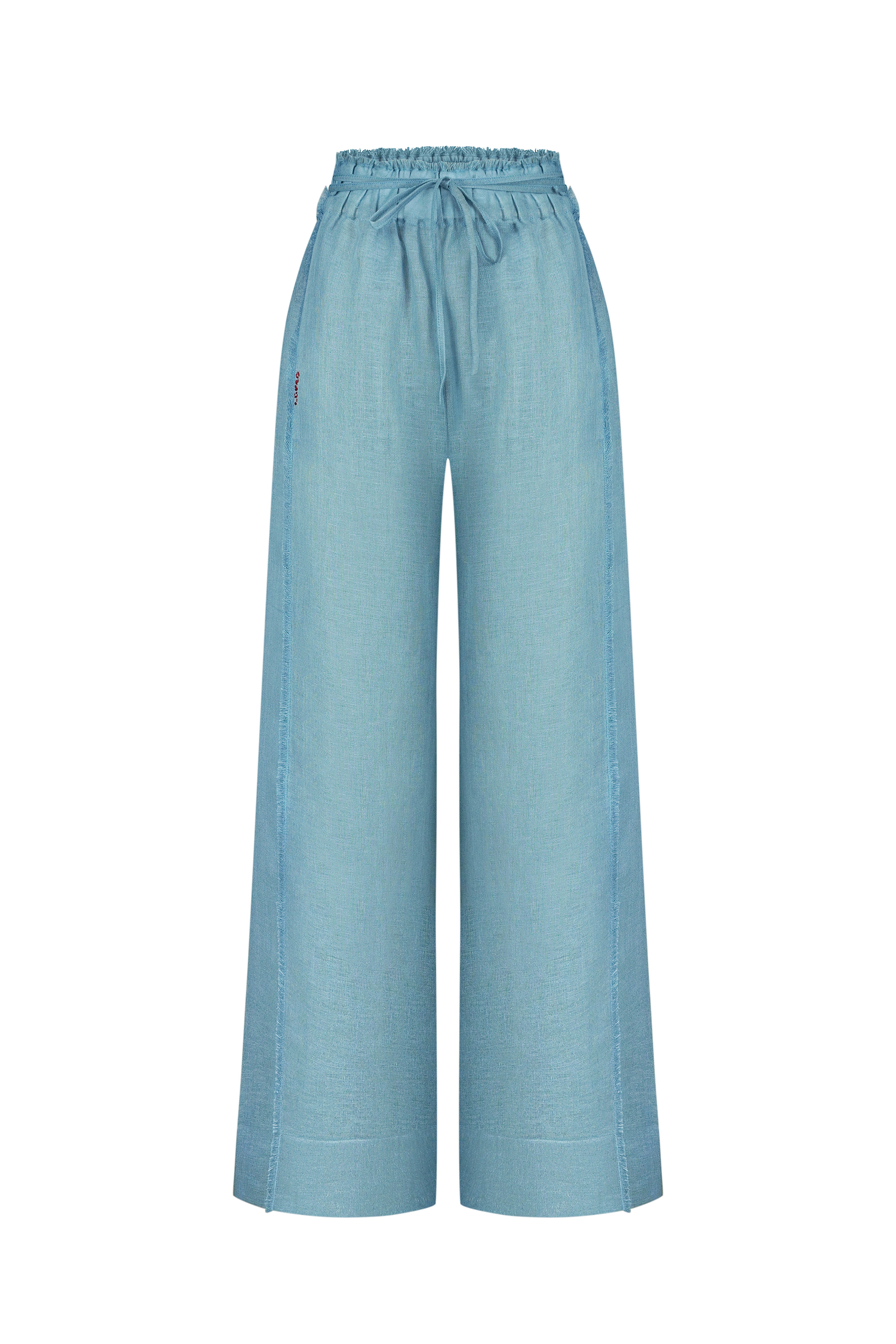 Long tie high-waist trousers