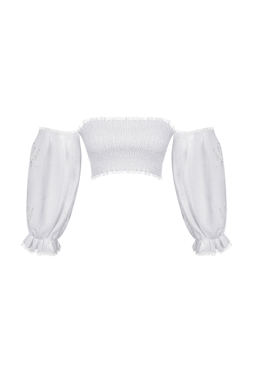 Embroidered shirred top
