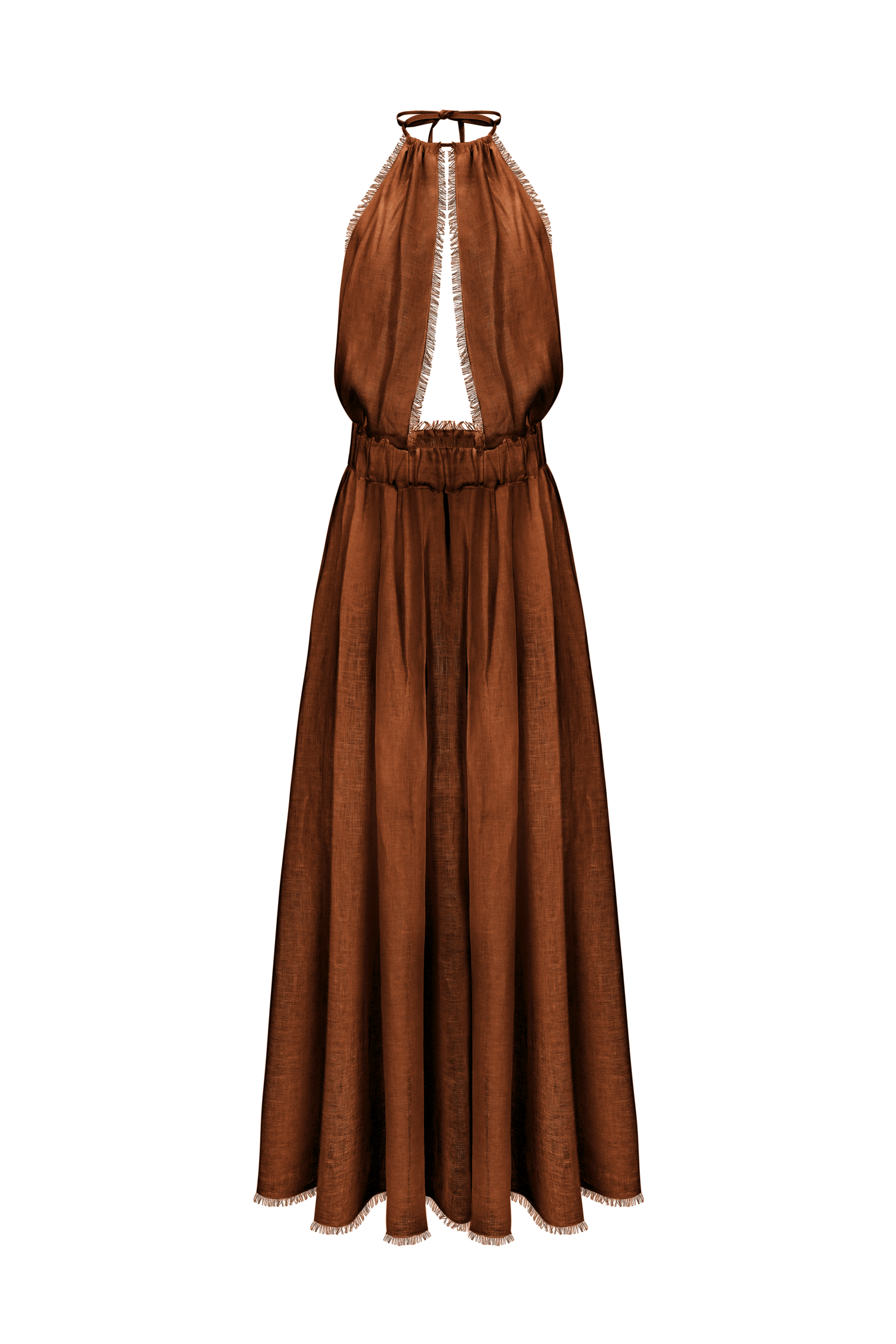 Maxi length deep open back dress