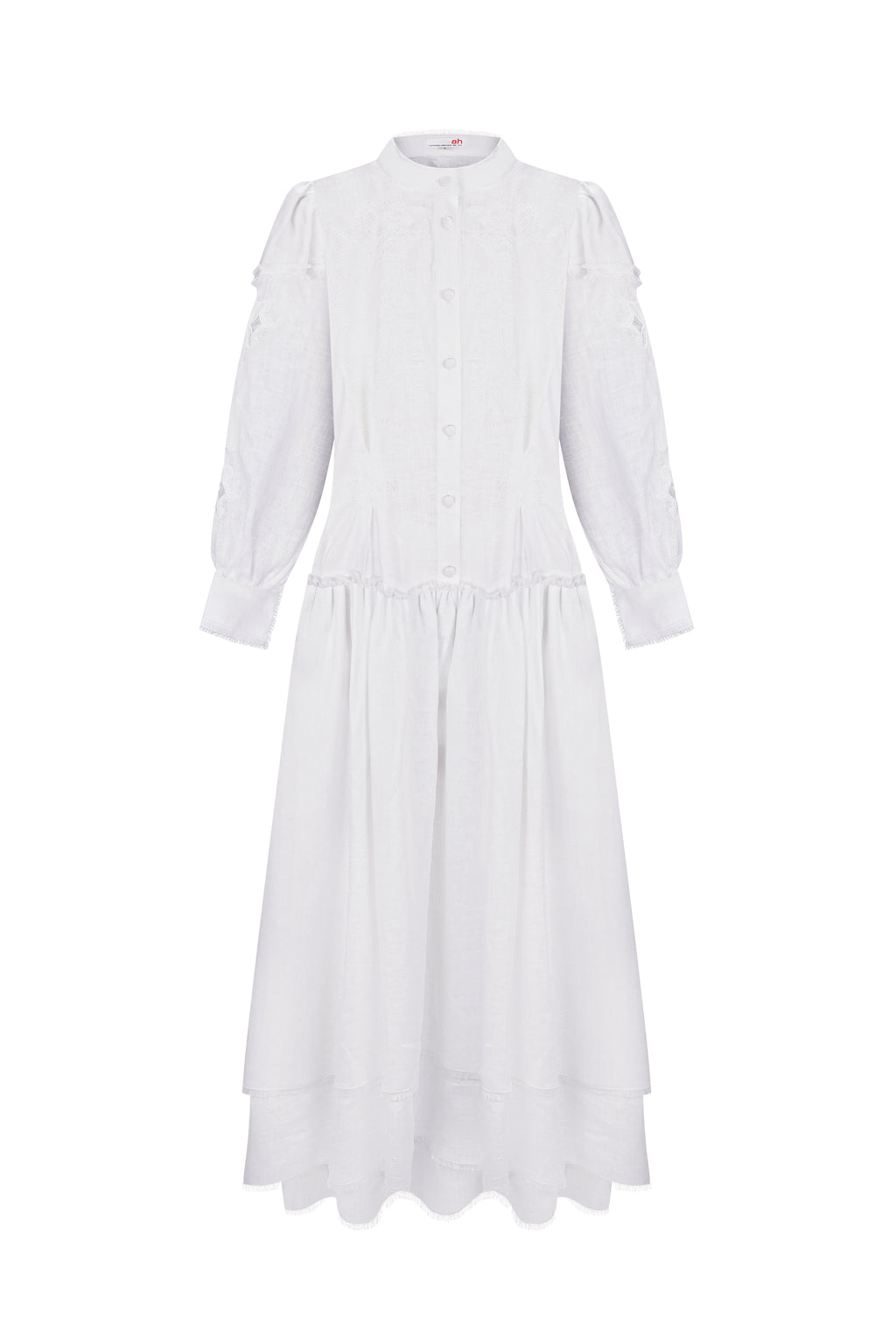 Maxi-length embroidered semi fitted backless dress