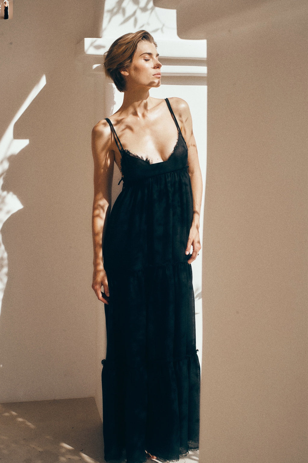 Linen tiered maxi dress