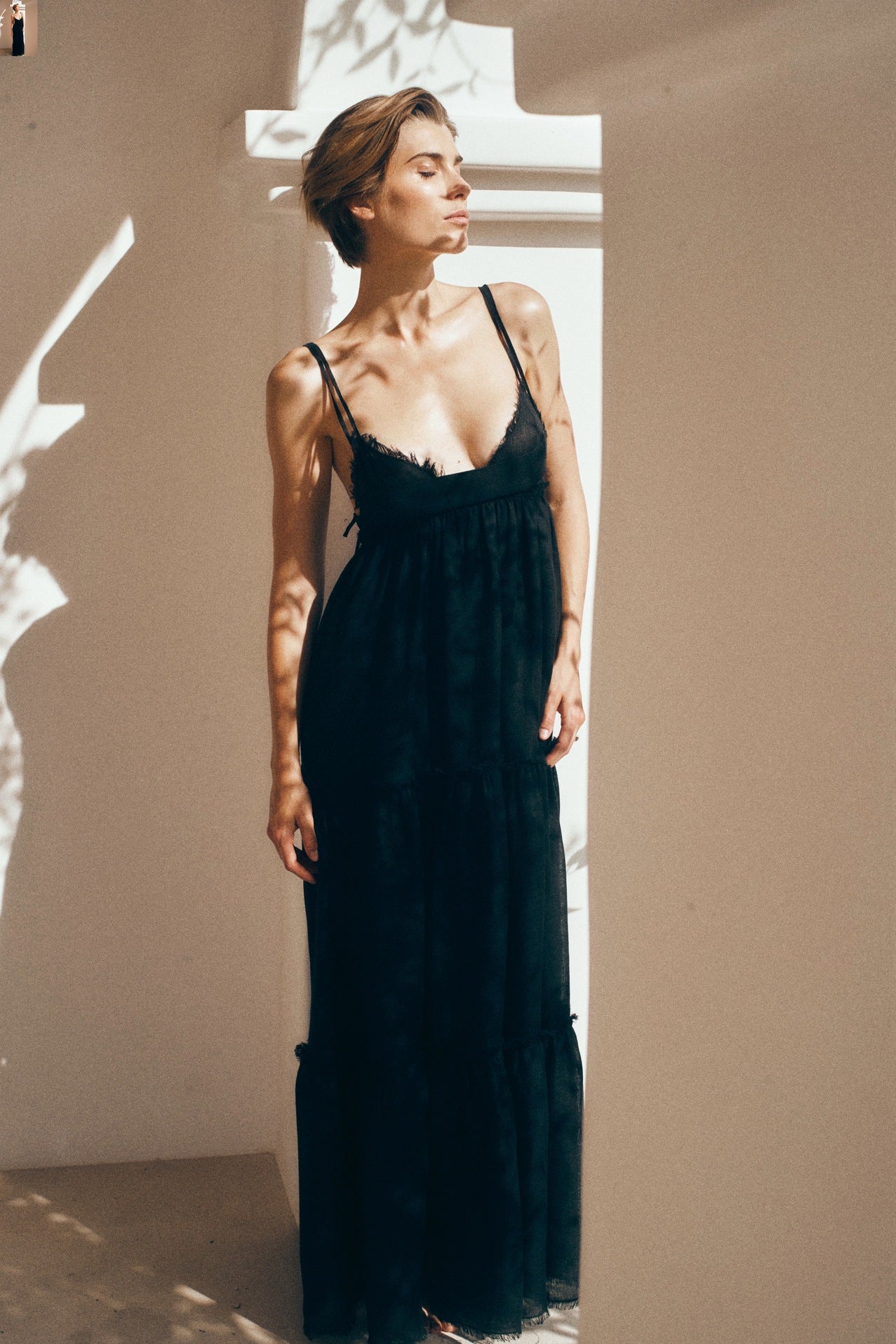 Linen tiered maxi dress