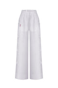 Embroidered long tie high-waist trousers