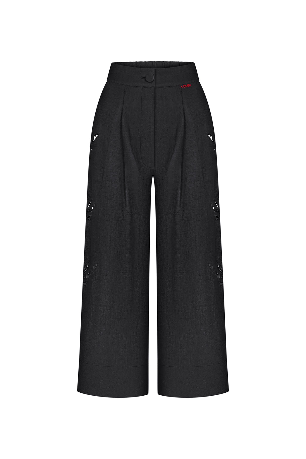 Embroidered linen cropped pants