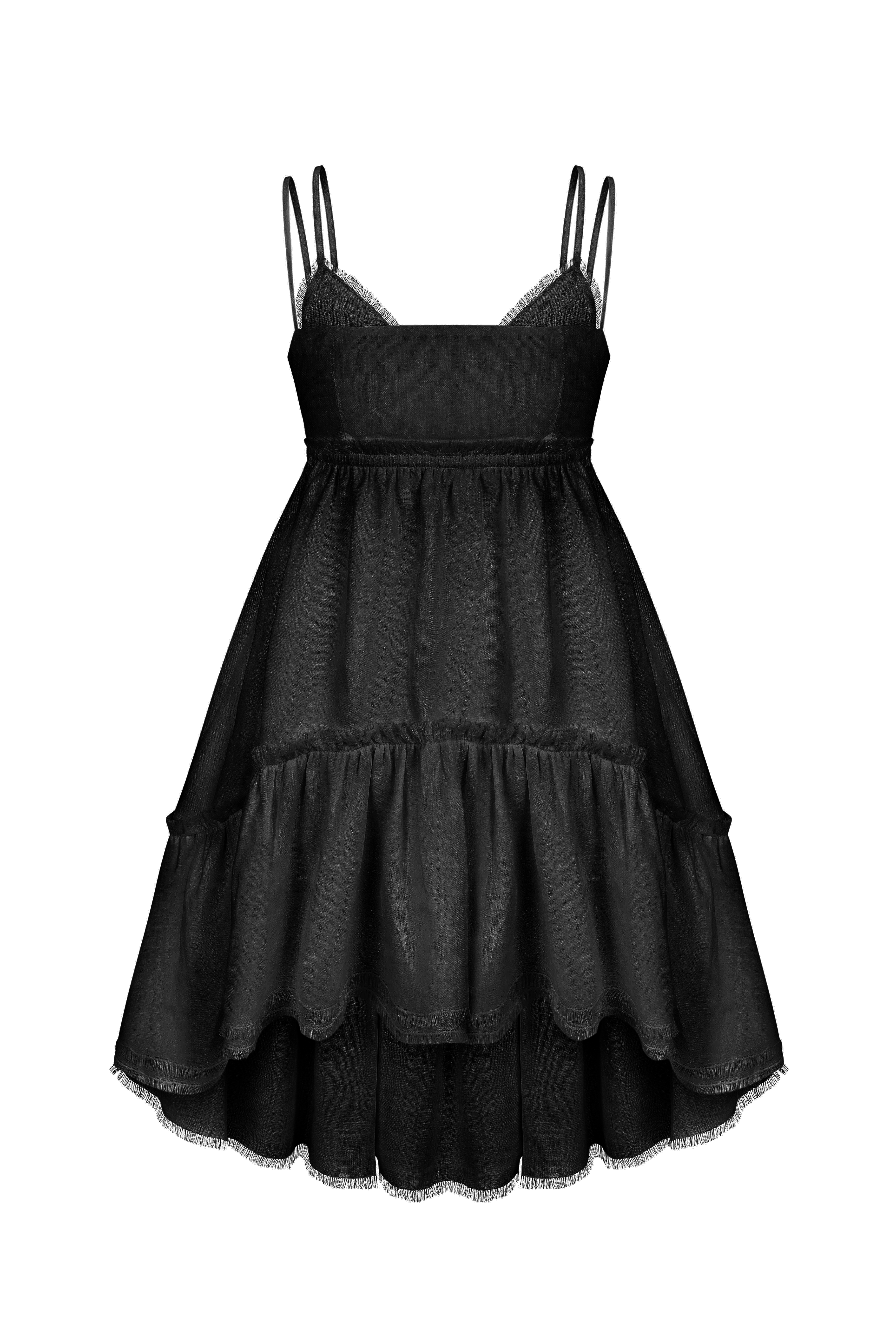 Linen tiered mini dress