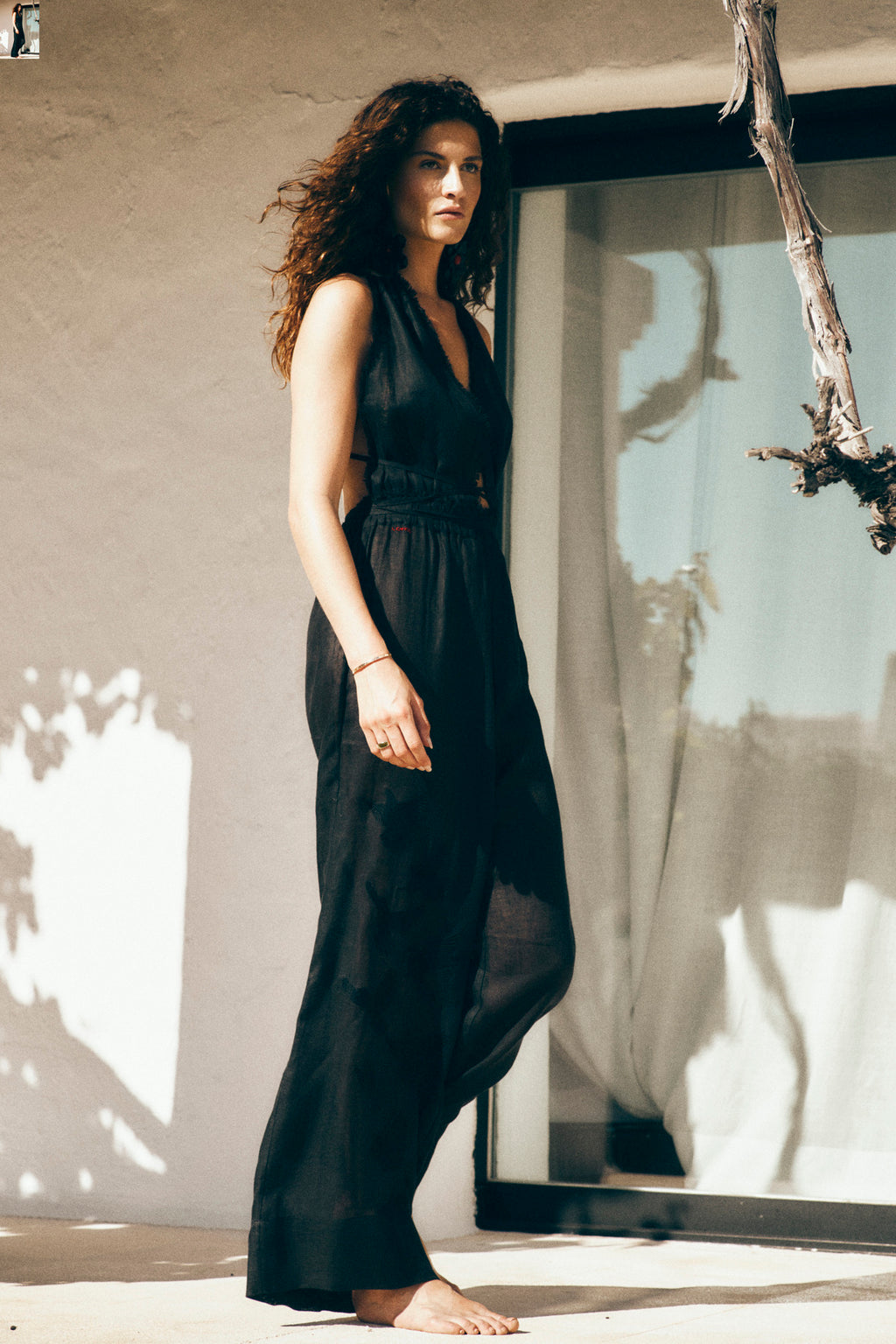 Bird embroidered wide leg overall