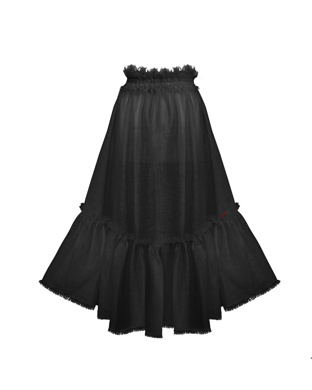 Long skirt with smocked belt