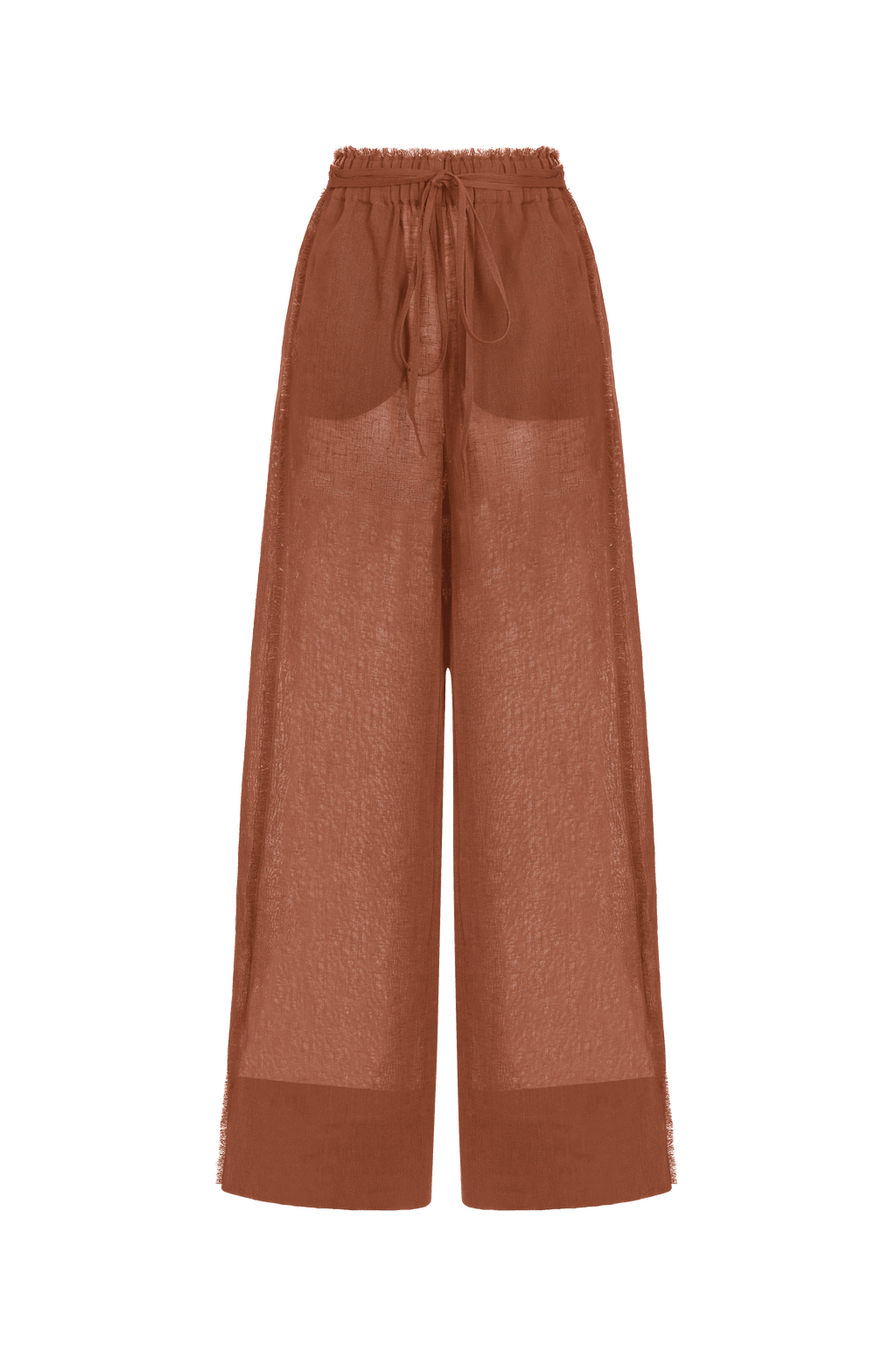 Long tie high-waist trousers