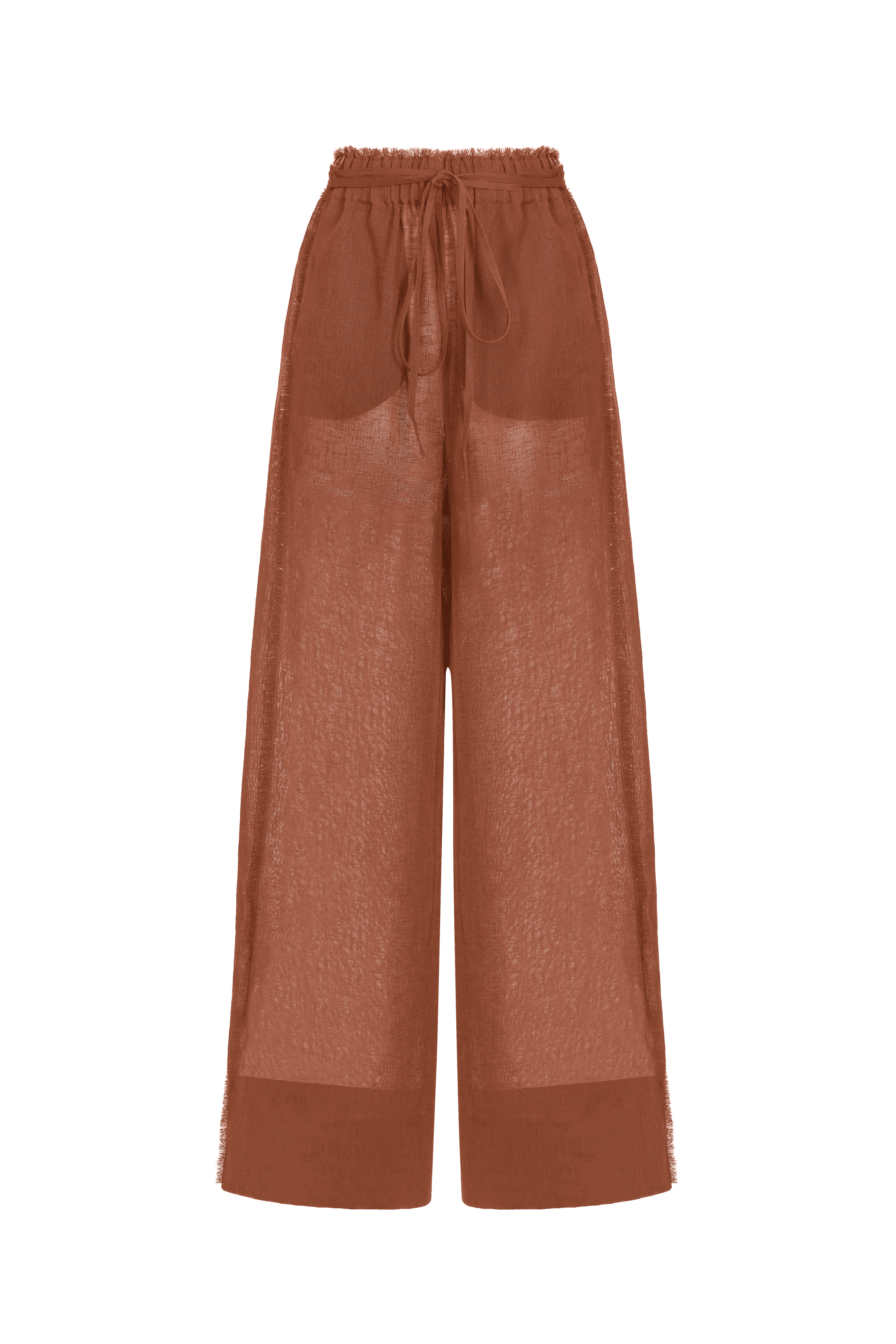 Long tie high-waist trousers