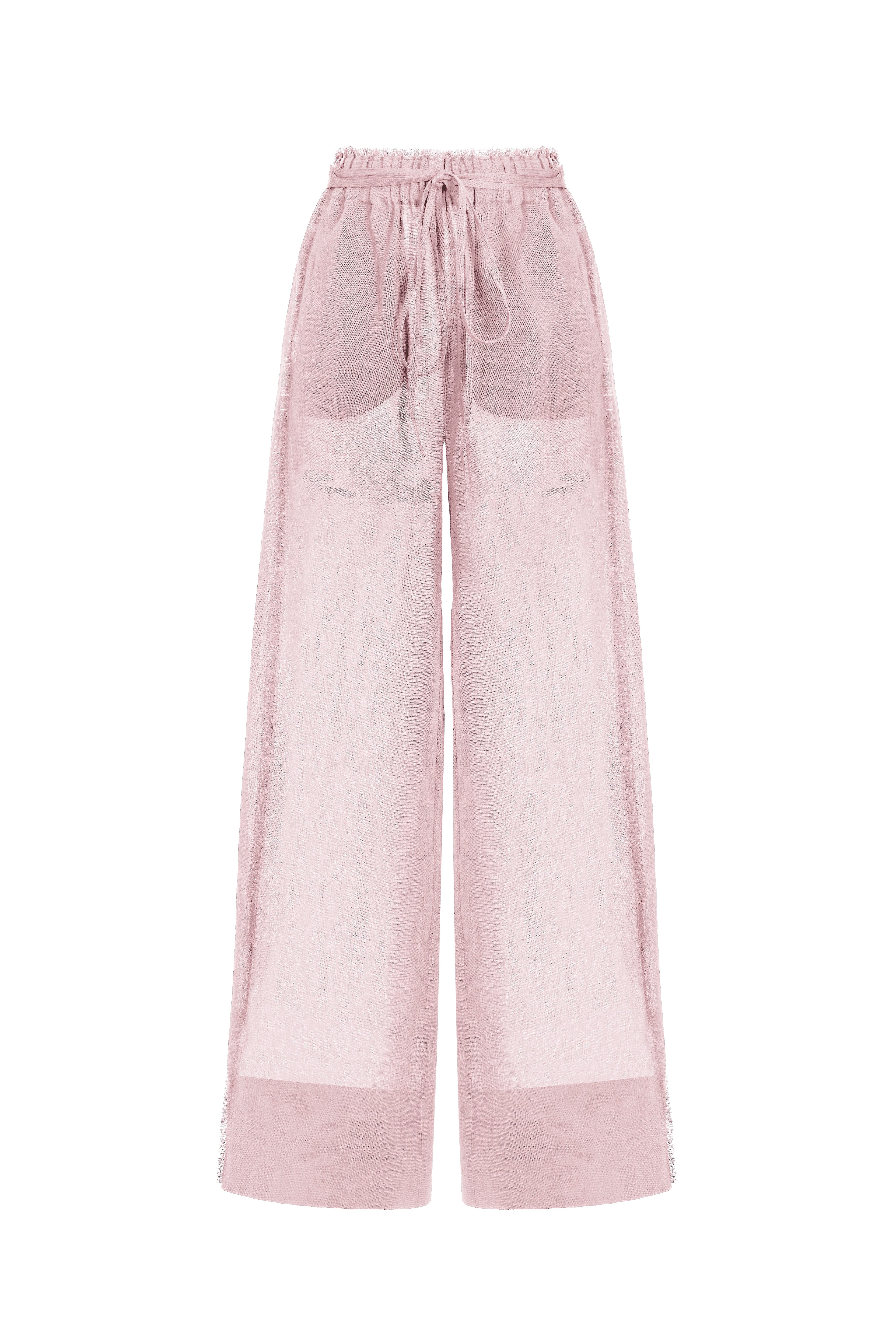Long tie high-waist trousers