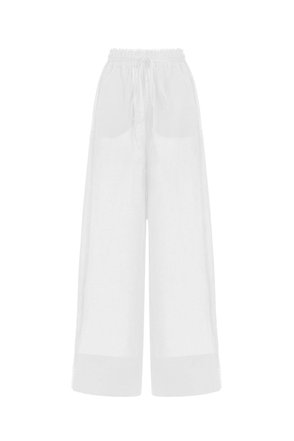 Long tie high-waist trousers