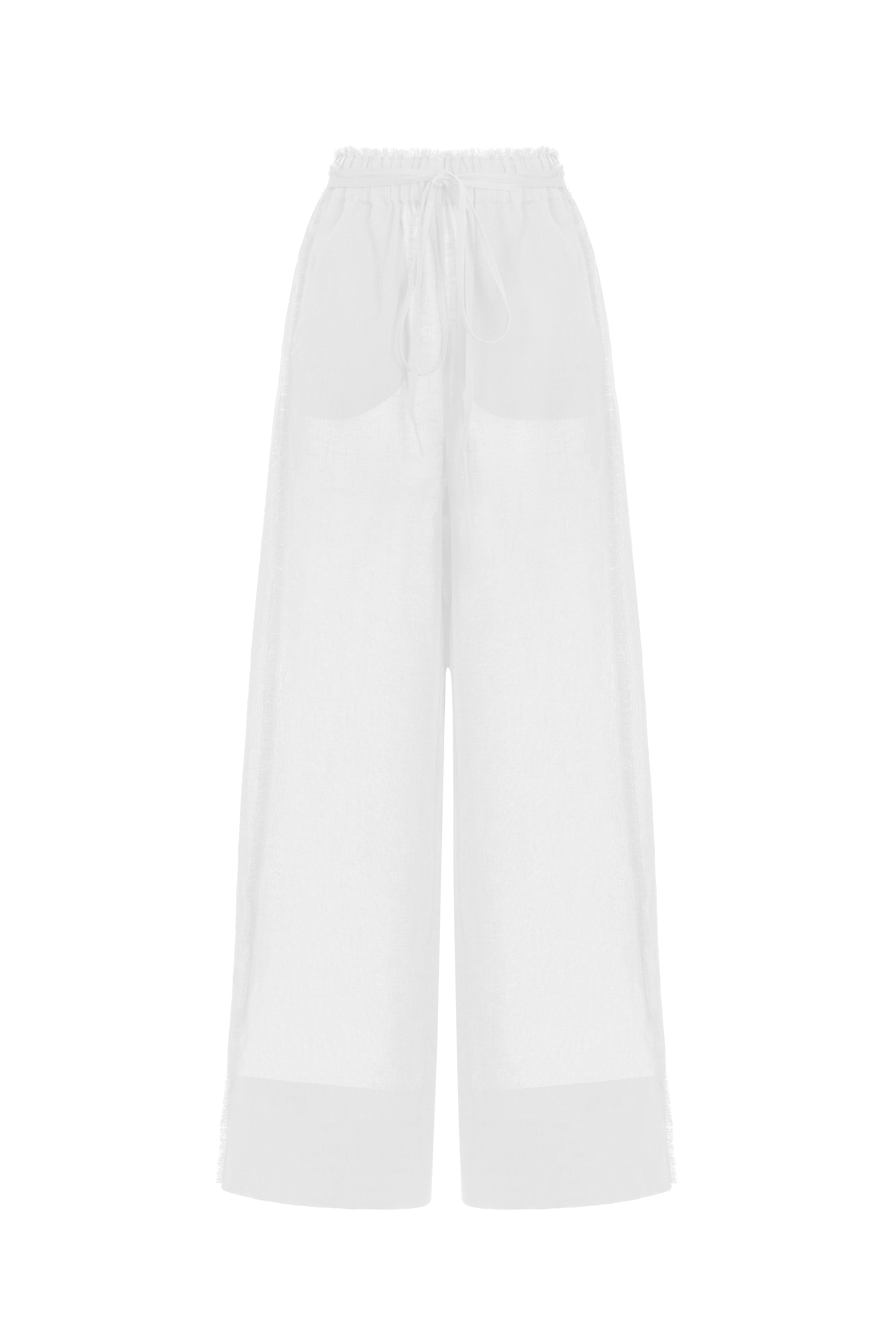 Long tie high-waist trousers