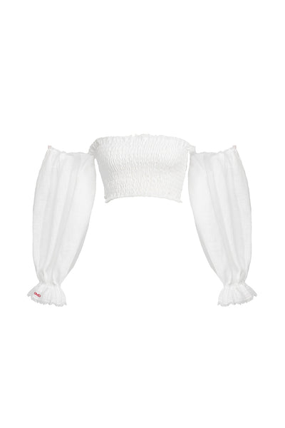 white puffy sleeves elastic top